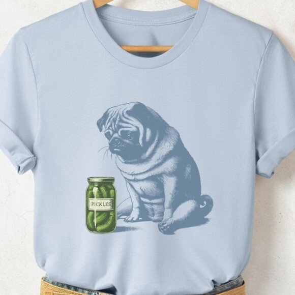 Tops - Pug Pickles Light Blue T-Shirt